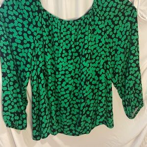 Beautiful black w/ green polka dot, AVA VIV tunic top